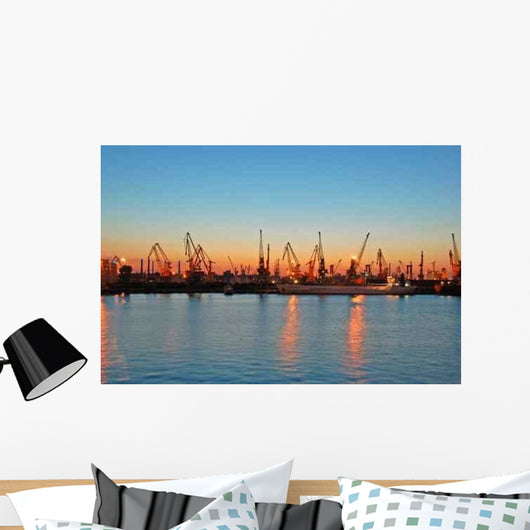 Harbour Scape with Cranes Wall Decal