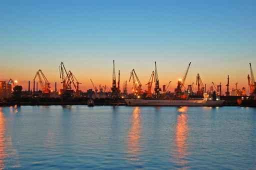 Harbour Scape with Cranes Wall Decal