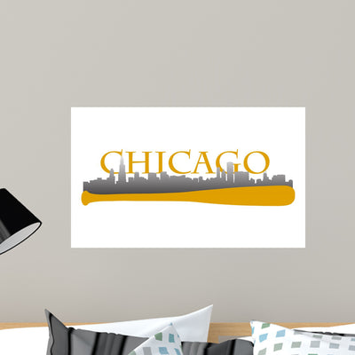 Chicago Baseball Wall Decal shown on a wall
