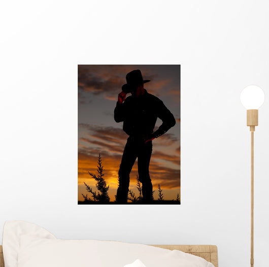 Cowboy Silhouette Hold Hat Wall Decal