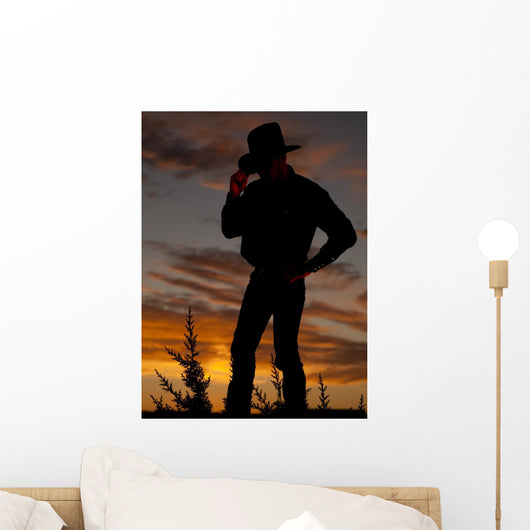 Cowboy Silhouette Hold Hat Wall Decal