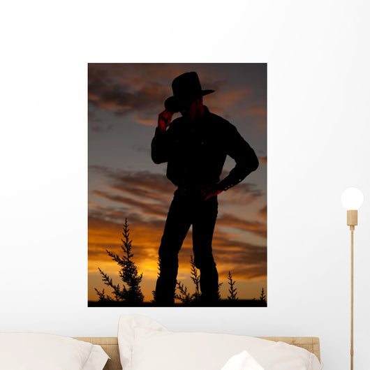 Cowboy Silhouette Hold Hat Wall Decal