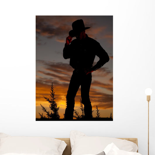 Cowboy Silhouette Hold Hat Wall Decal