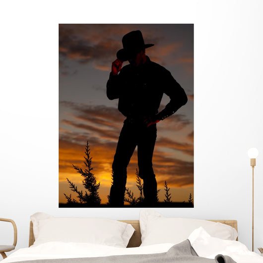 Cowboy Silhouette Hold Hat Wall Decal