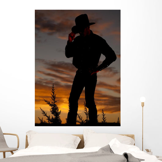 Cowboy Silhouette Hold Hat Wall Decal