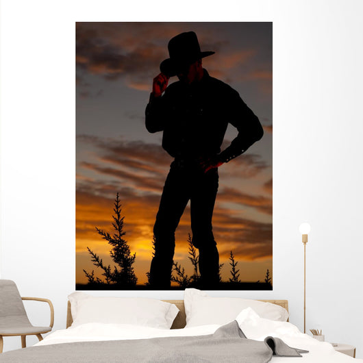 Cowboy Silhouette Hold Hat Wall Decal