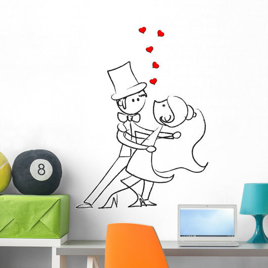 Cartoon Couple Dancing Wall Decal