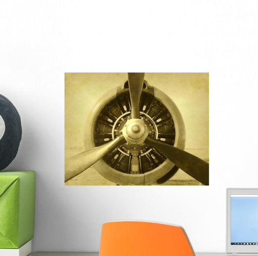 Artificially Aged Photo Airplane Wall Decal