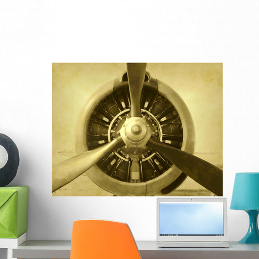 Artificially Aged Photo Airplane Wall Decal