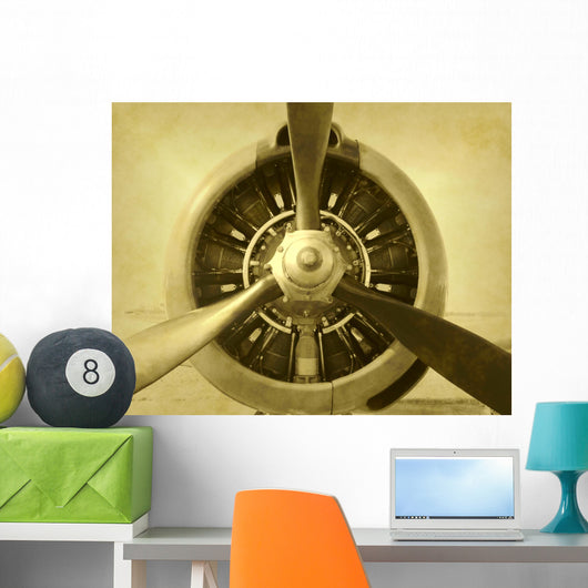 Artificially Aged Photo Airplane Wall Decal