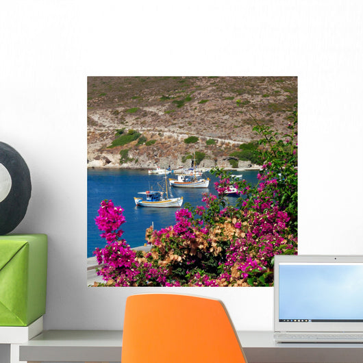 Fishing Boats and Bougainvillea Wall Decal