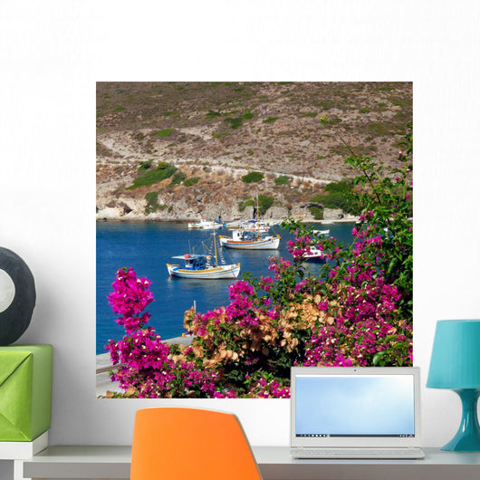 Fishing Boats and Bougainvillea Wall Decal