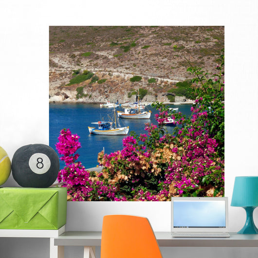 Fishing Boats and Bougainvillea Wall Decal