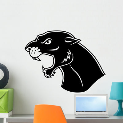 Panther Head Tattoo Wall Decal shown on a wall