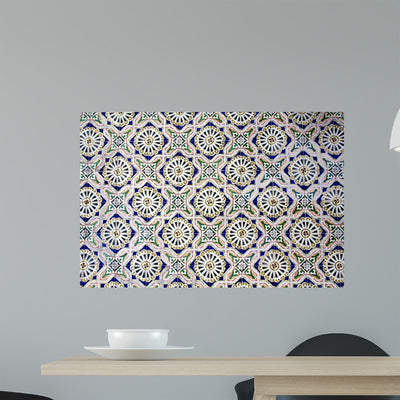 Lisbon Blue-Patterned Azulejos Wall Decal shown on a wall