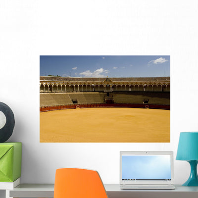 Famous Bull Ring Seville Wall Decal shown on a wall
