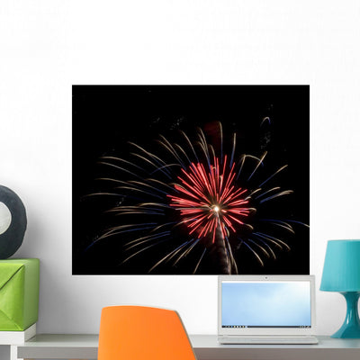 Red Fireworks Wall Decal shown on a wall