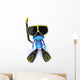 Blue CG Frog Wearing Goggled and Flippers Wall Decal