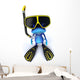 Blue CG Frog Wearing Goggled and Flippers Wall Decal