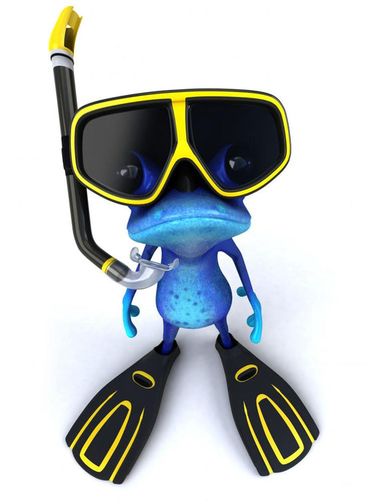 frog with goggles Blue CG Frog Wearing Goggled and Flippers Wall Decal