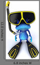 Blue CG Frog Wearing Goggled and Flippers Wall Decal