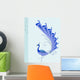 Blue Hand Drawn Peacock Wall Decal