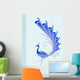 Blue Hand Drawn Peacock Wall Decal