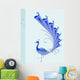 Blue Hand Drawn Peacock Wall Decal