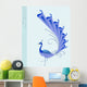 Blue Hand Drawn Peacock Wall Decal