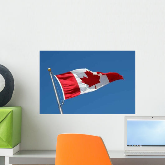 Canadian Flag on a Pole Wall Decal
