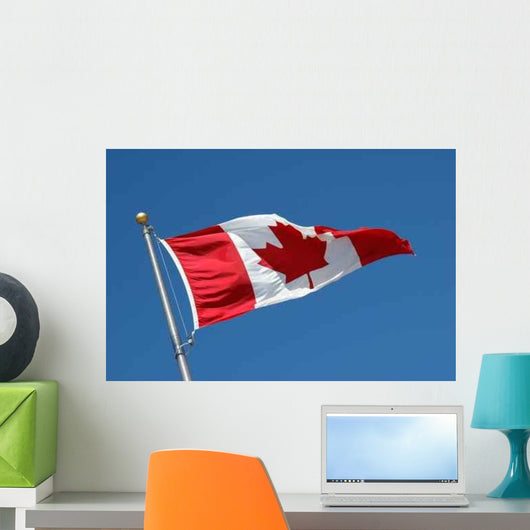 Canadian Flag on a Pole Wall Decal