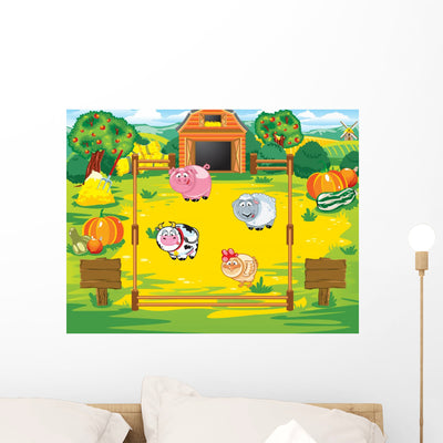 Barnyard Wall Decal shown on a wall