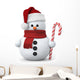 Snowman with Santa Hat Wall Decal