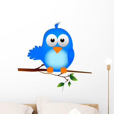 Blue Bird Wall Decal shown on a wall