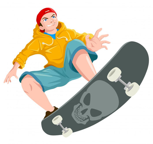 Illustration Teenager Playing Skateboard Wall Decal