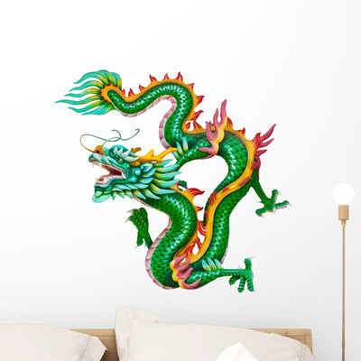 Green Dragon White with Wall Decal shown on a wall