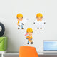Cartoon Construction Worker 3 Wall Decal Set