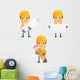 Cartoon Construction Worker 3 Wall Decal Set