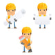 Cartoon Construction Worker 3 Wall Decal Set