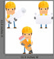 Cartoon Construction Worker 3 Wall Decal Set