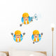 Cartoon Construction Worker 2 Wall Decal Set