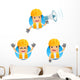 Cartoon Construction Worker 2 Wall Decal Set