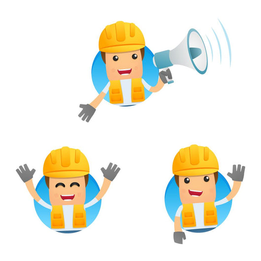 Cartoon Construction Worker 2 Wall Decal Set