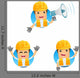 Cartoon Construction Worker 2 Wall Decal Set