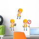 Cartoon Construction Worker 1 Wall Decal Set