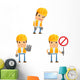 Cartoon Construction Worker 1 Wall Decal Set
