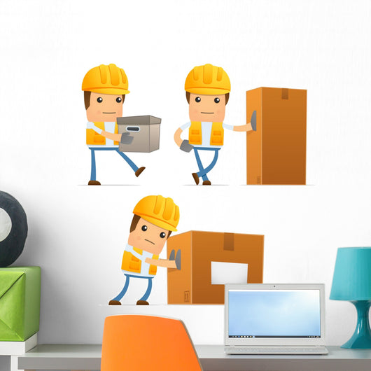 Funny Cartoon Builder Wall Stickers Wall Decal
