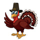 Waving Cartoon Thanksgiving Turkey Wall Decal
