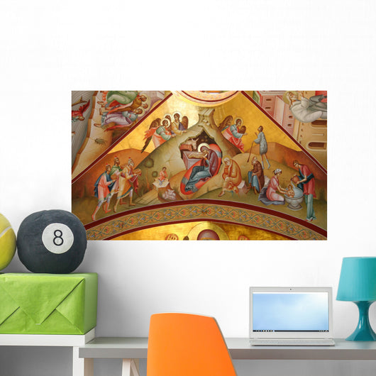 Fresco Nativity Orthodox Monastery Wall Decal