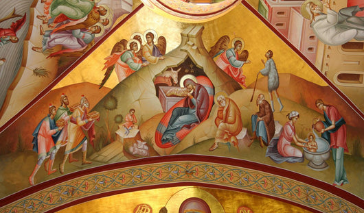 Fresco Nativity Orthodox Monastery Wall Decal